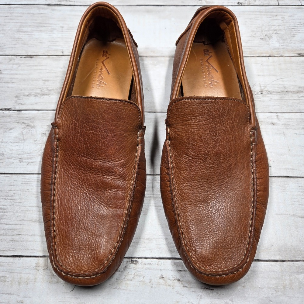 Da Vinci Flex-System Driving Loafers Mens 14 Cognac Brown Pebbled Leather Brazil